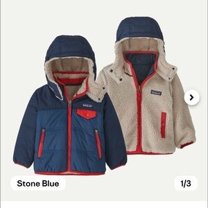Patagonia Kids' Reversible Blue and Cream Jacket (Tribbles Jacket)